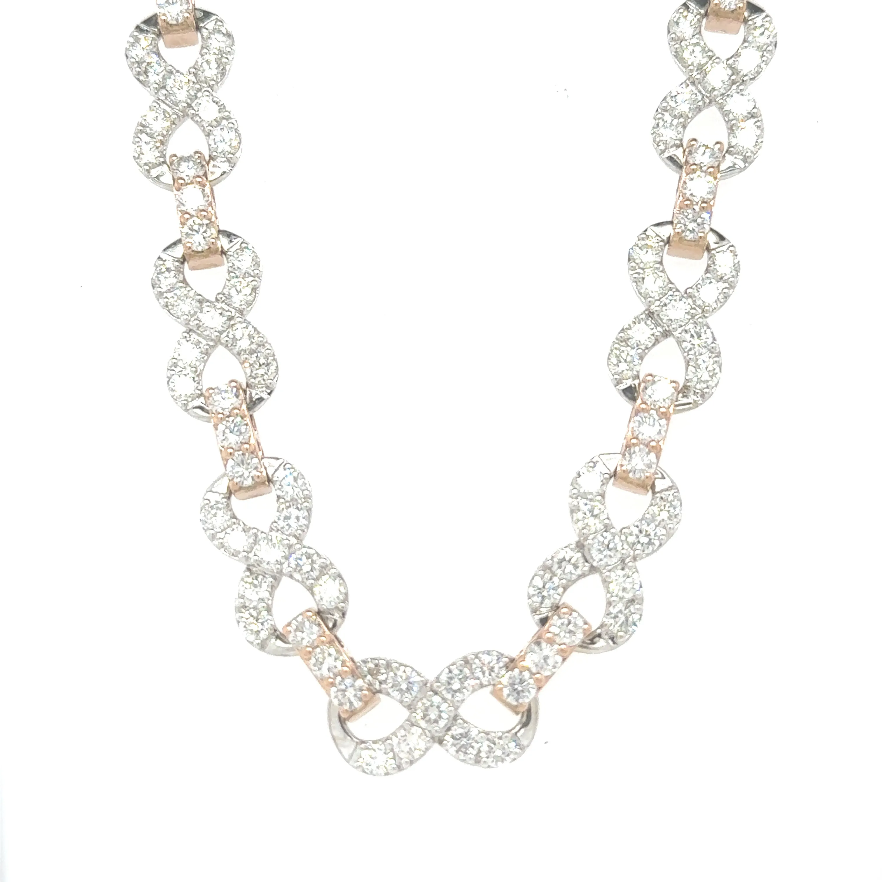 10K Rose & White Gold 28.13ct Diamond Infinity Link Chain (22-inch)