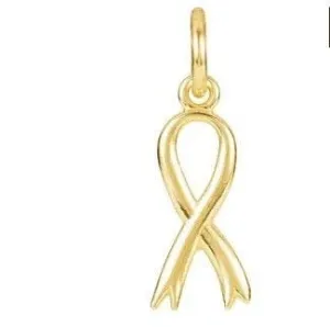 14K Yellow Breast Cancer Awareness Ribbon Charm
