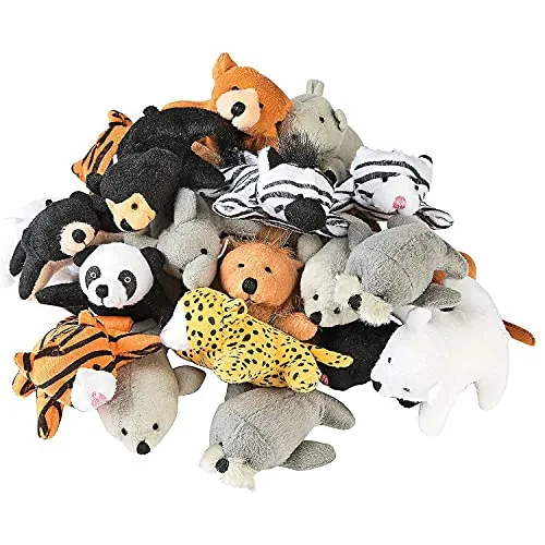 25 Pack Mini Zoo Plush Animal Set, Jungle Animal Plush Toys Great for Jungle Theme Party Supplies Puppy Party Plus, Party Favors, Giveaways