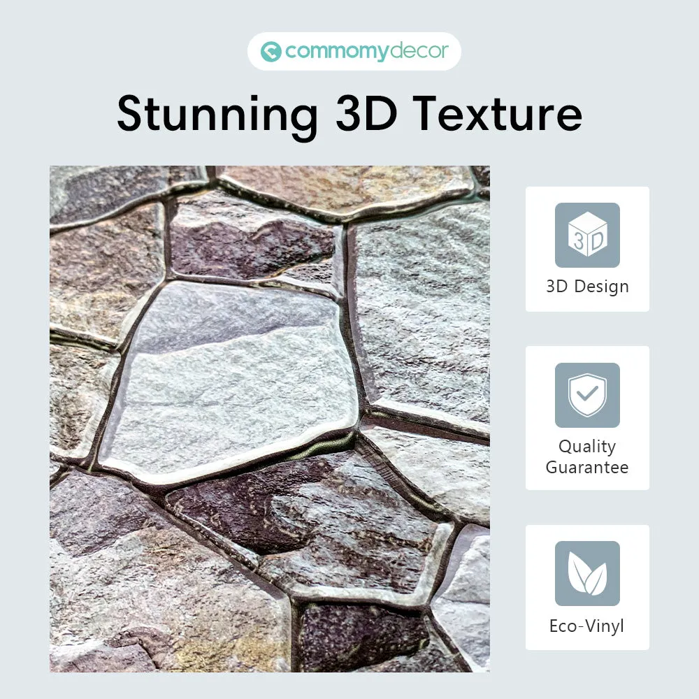 3D Rustic Gray Stone Peel and Stick Wall Tile