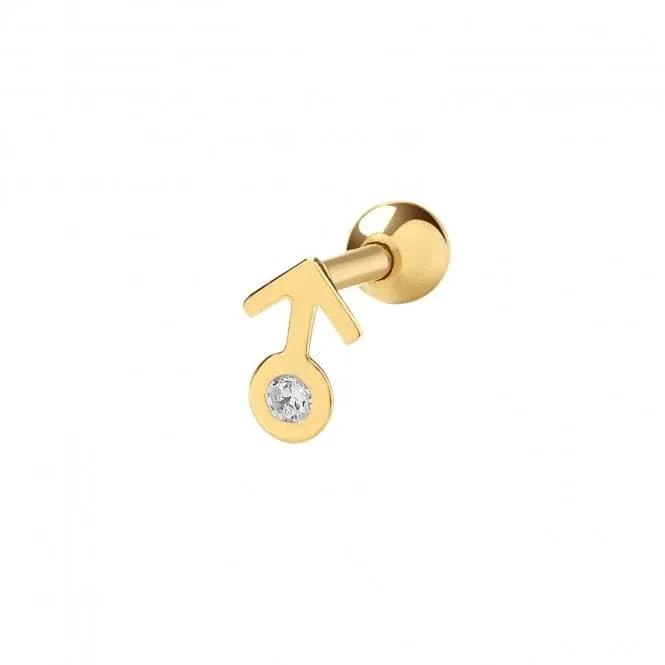 9ct Yellow Gold Mars With Single Zirconia Cartilage 6mm Post Stud ES967