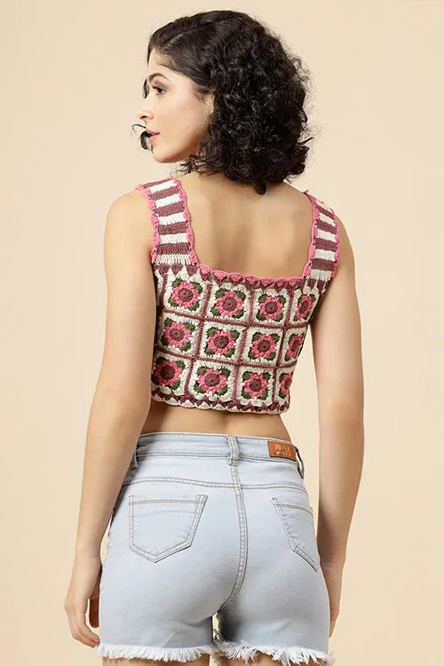 Ajoobaa "Floral" Crochet Cotton Crop Top