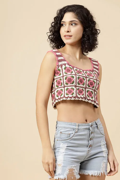 Ajoobaa "Floral" Crochet Cotton Crop Top
