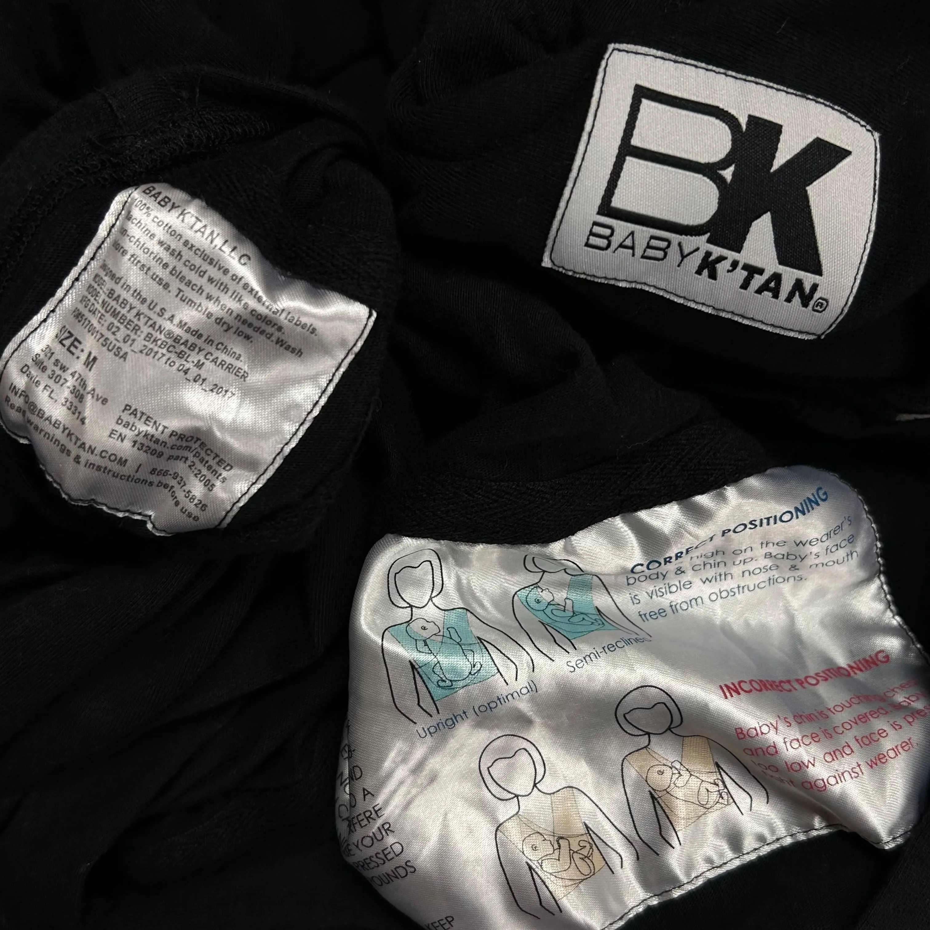 Baby K'Tan Size M Black Baby Wrap Carrier