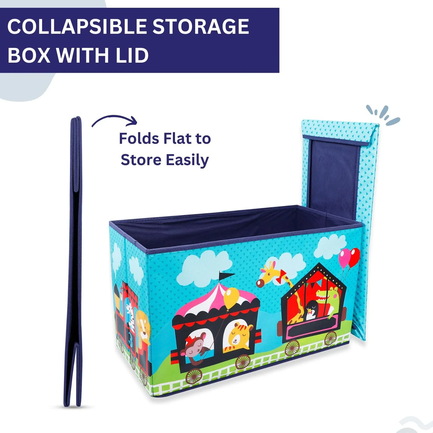 Baby Moo Circus Large Multifunctional Playroom Storage Box - Blue