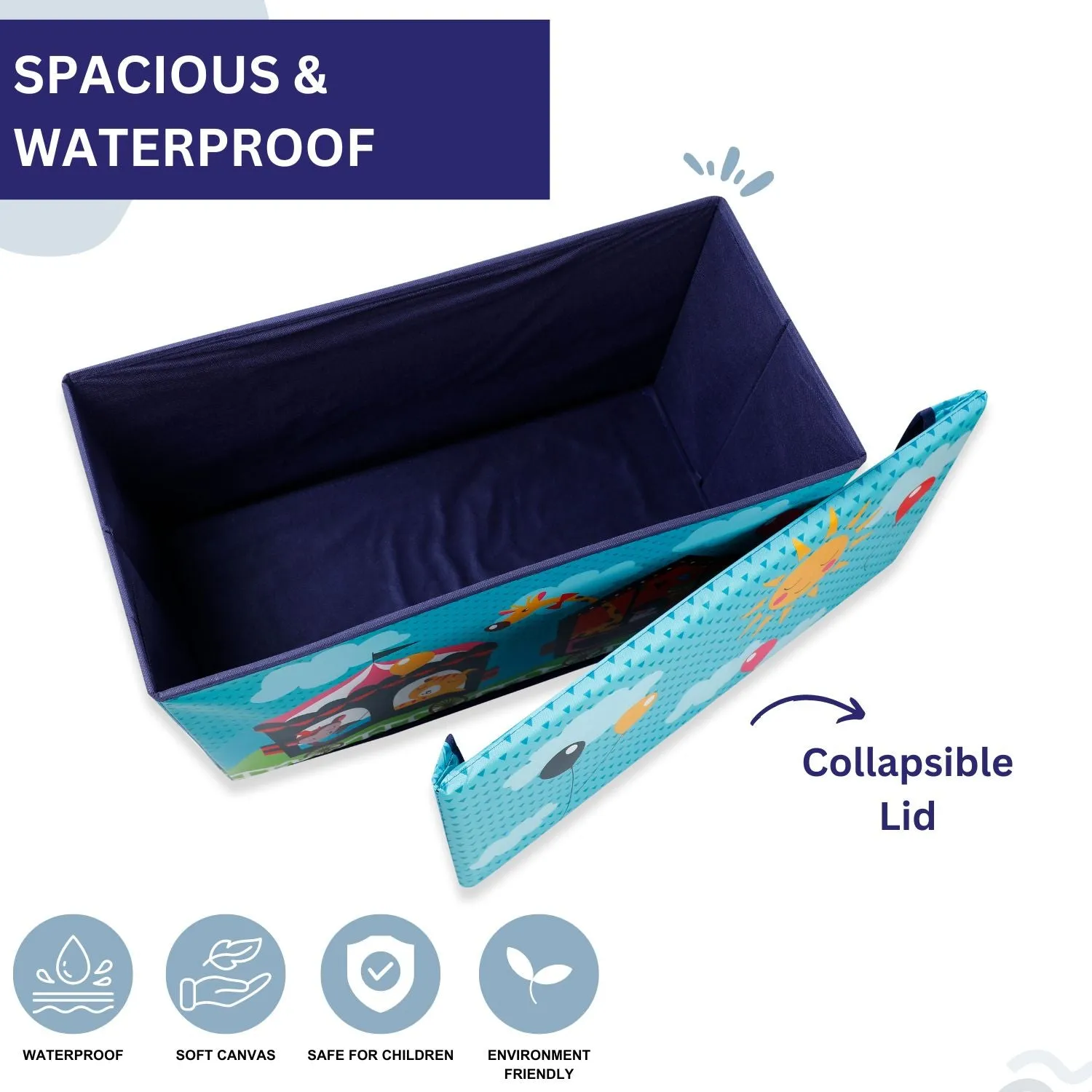 Baby Moo Circus Large Multifunctional Playroom Storage Box - Blue