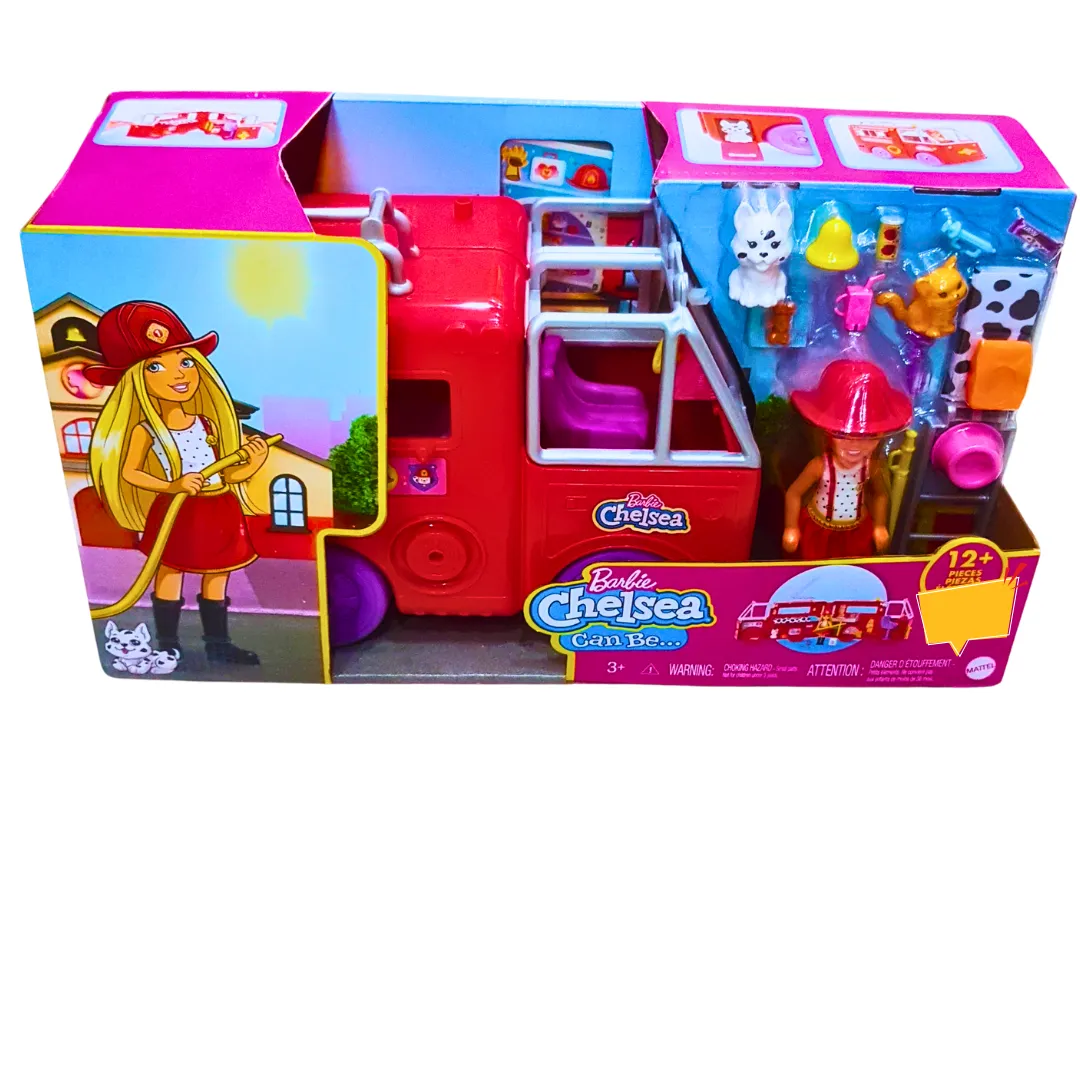Barbie Chelsea Fire Truck Playset - Rescue Adventure with Firefighter Doll & Accessories | For Kids 3 