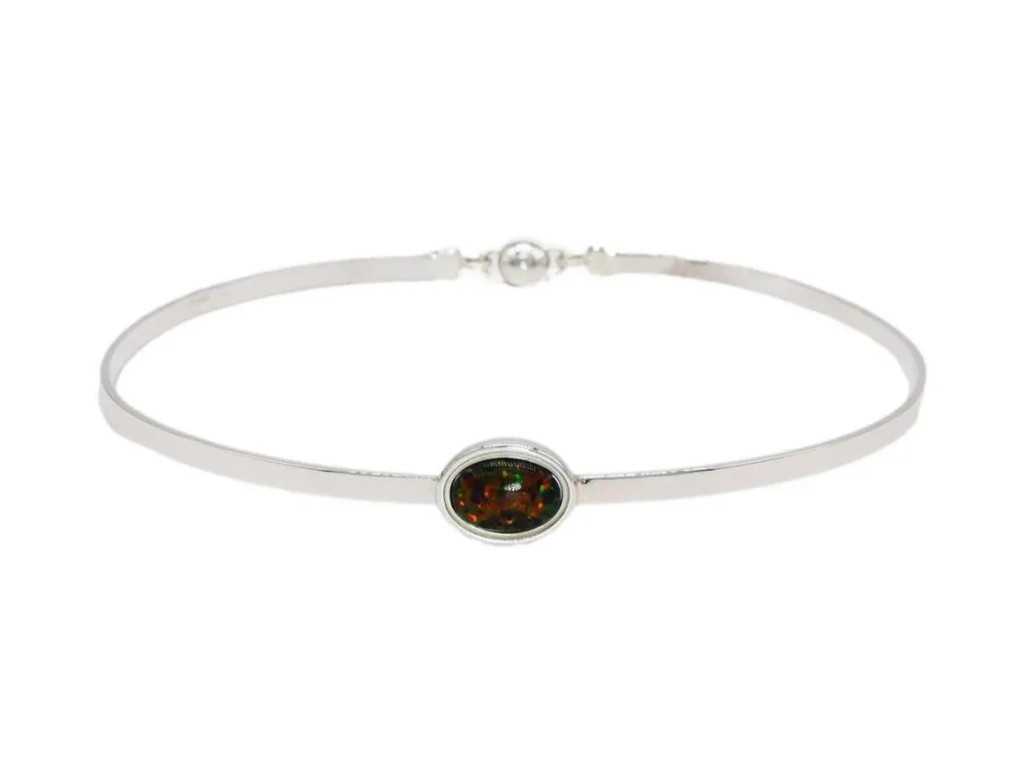 BDSM Locking Day Collar O Ring Submissive Solid 925 Sterling Silver Black LC Fire Opal Cuff Collar    g1