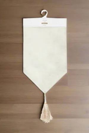 Beige Print Table Runner With Tassel