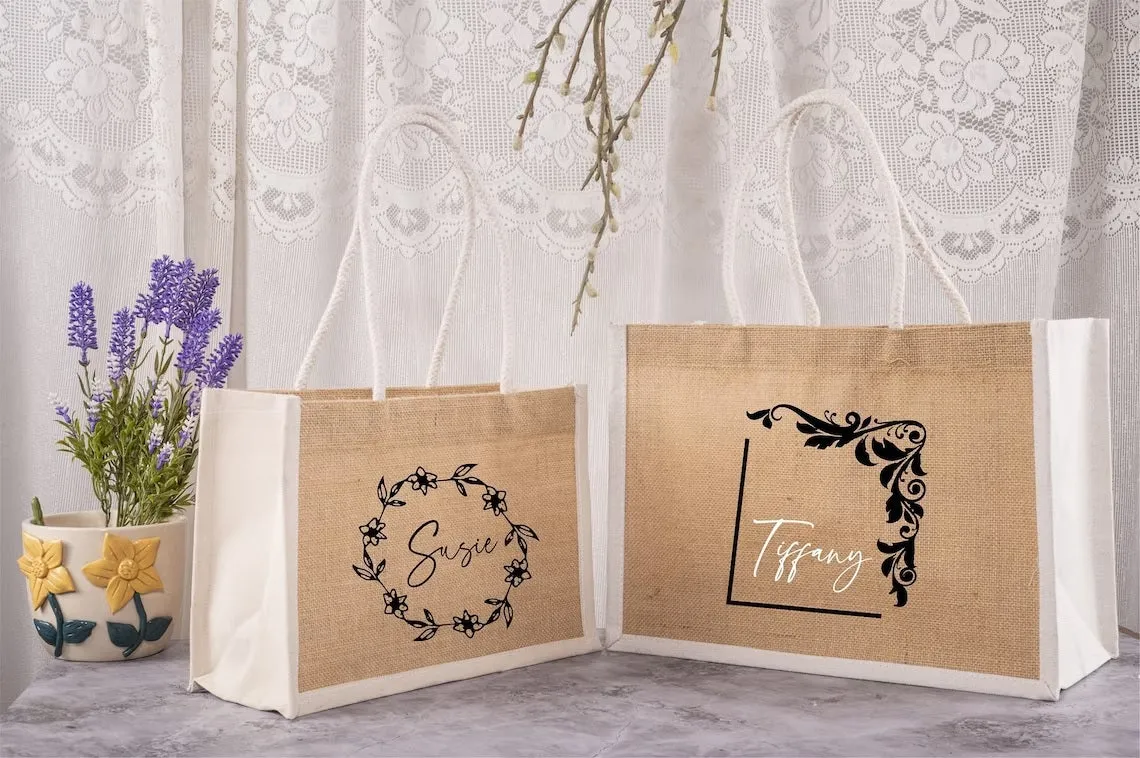 Bridesmaid Beach Bag - Personalized Design And Name - Beach Tote Bag - Custom Tote Bag