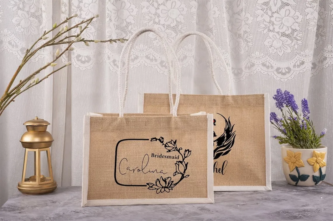 Bridesmaid Beach Bag - Personalized Design And Name - Beach Tote Bag - Custom Tote Bag