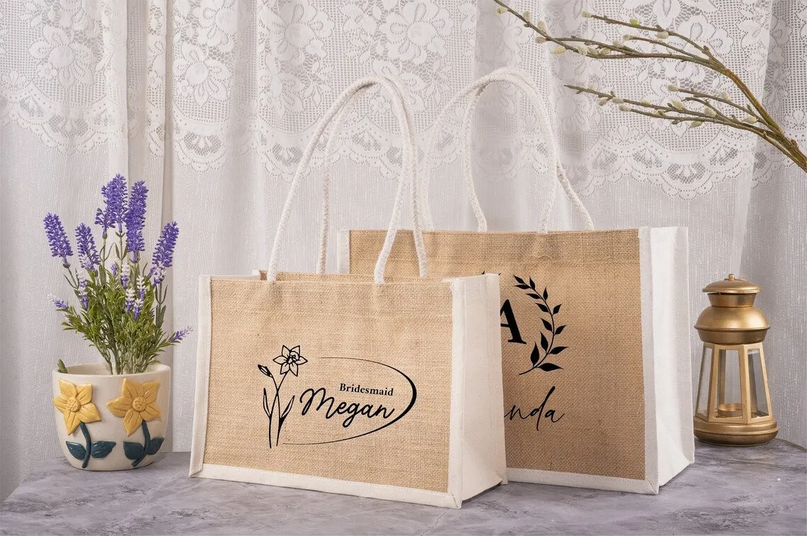 Bridesmaid Beach Bag - Personalized Design And Name - Beach Tote Bag - Custom Tote Bag