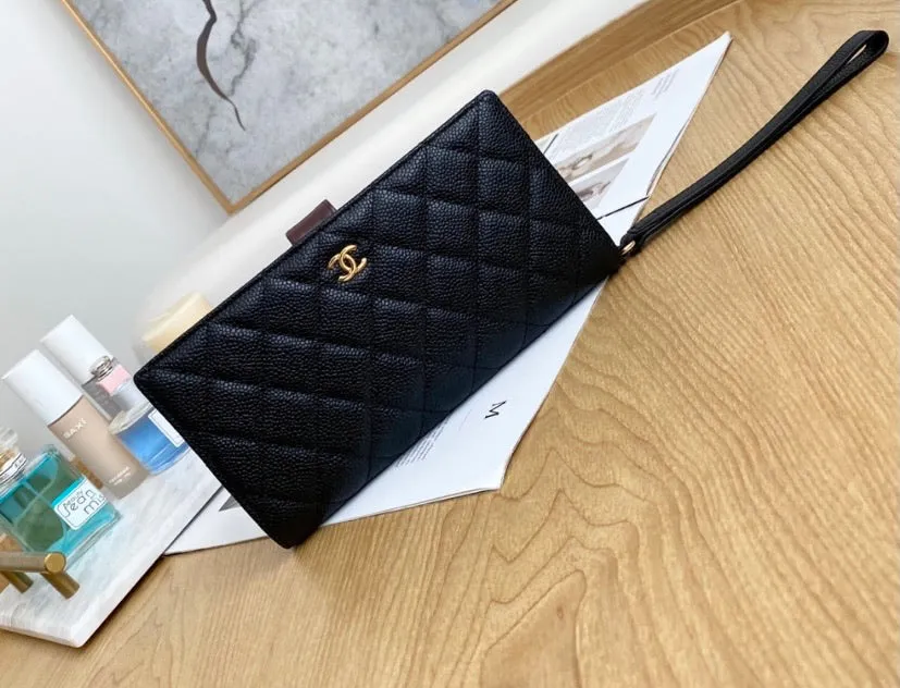 Chanel leather black wallet