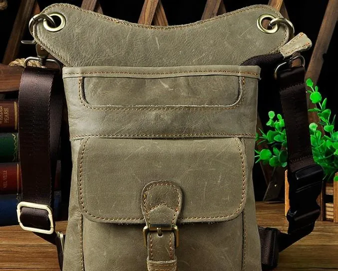 Cool Biker Leather Drop Leg Bag Mens Belt Pouch Waist Bag Shoulder Bag for Men