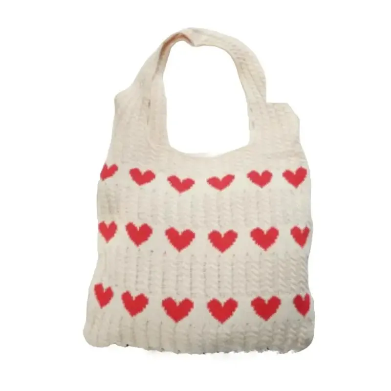 Cute Hearts Knitted Shoulder Bag