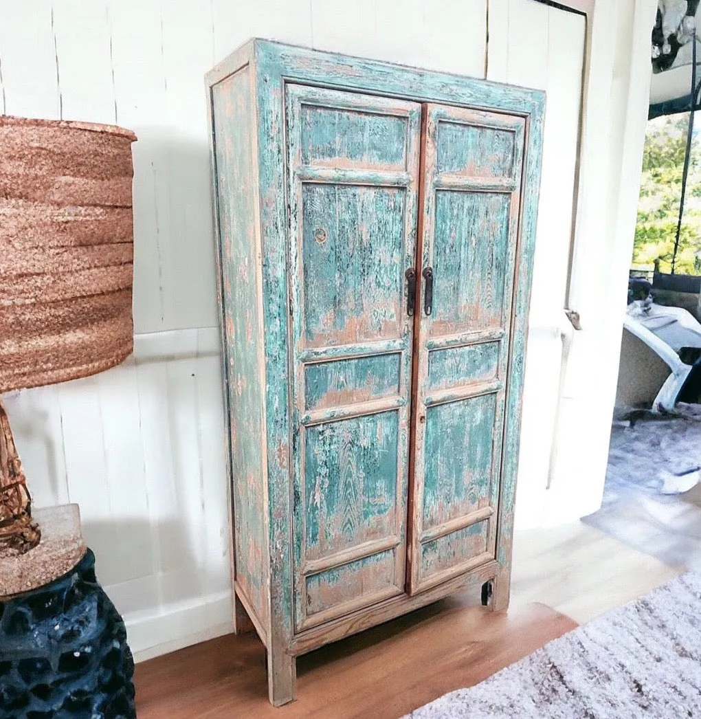 Distressed Blue Armoire