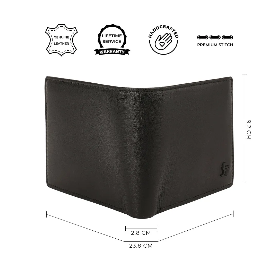 Evan Bifold Wallet | Pure Leather Wallet for Men | 100% Genuine Leather | Color: Brown & Black