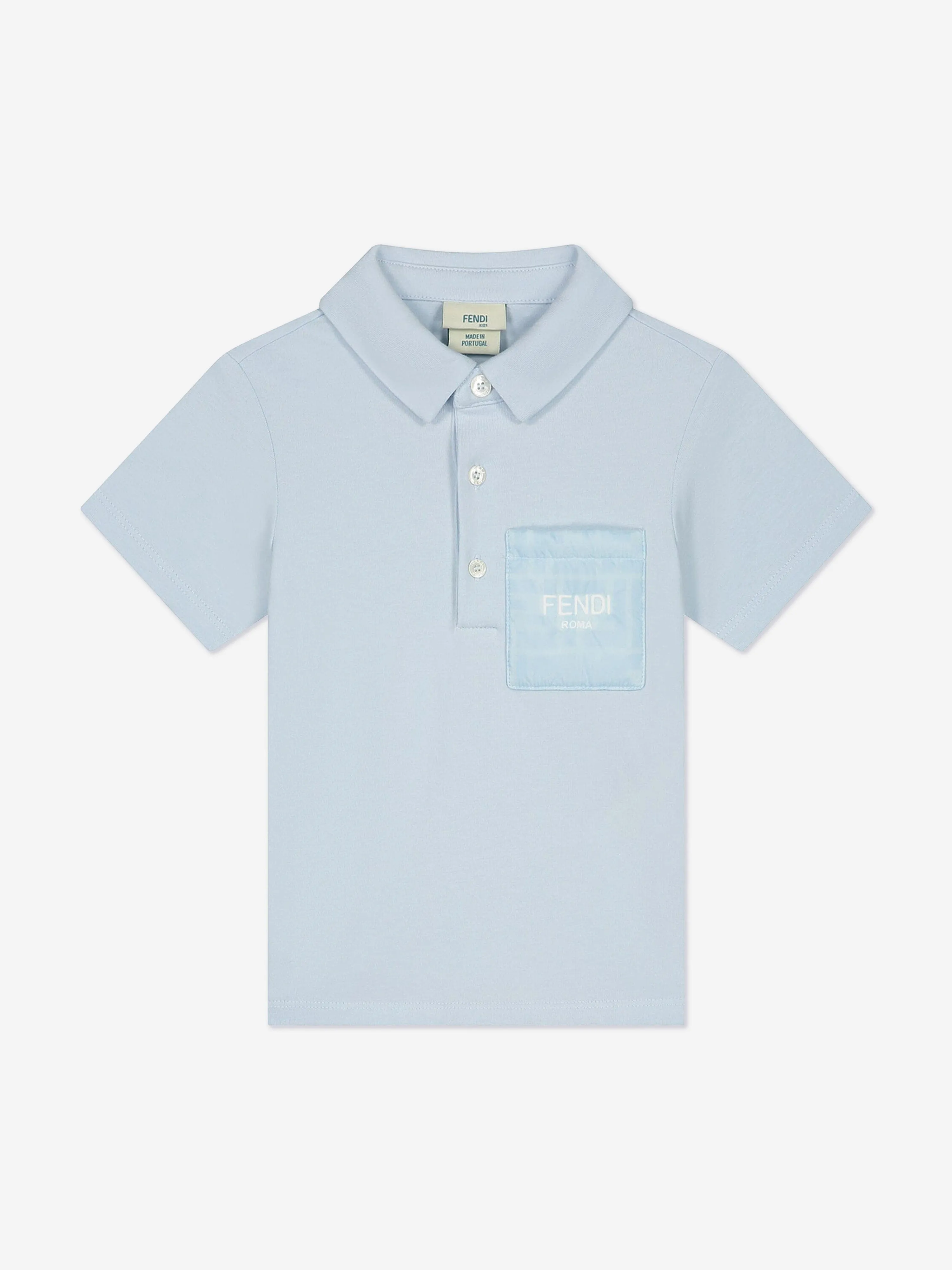 Fendi Baby Boys Logo Polo Shirt in Blue