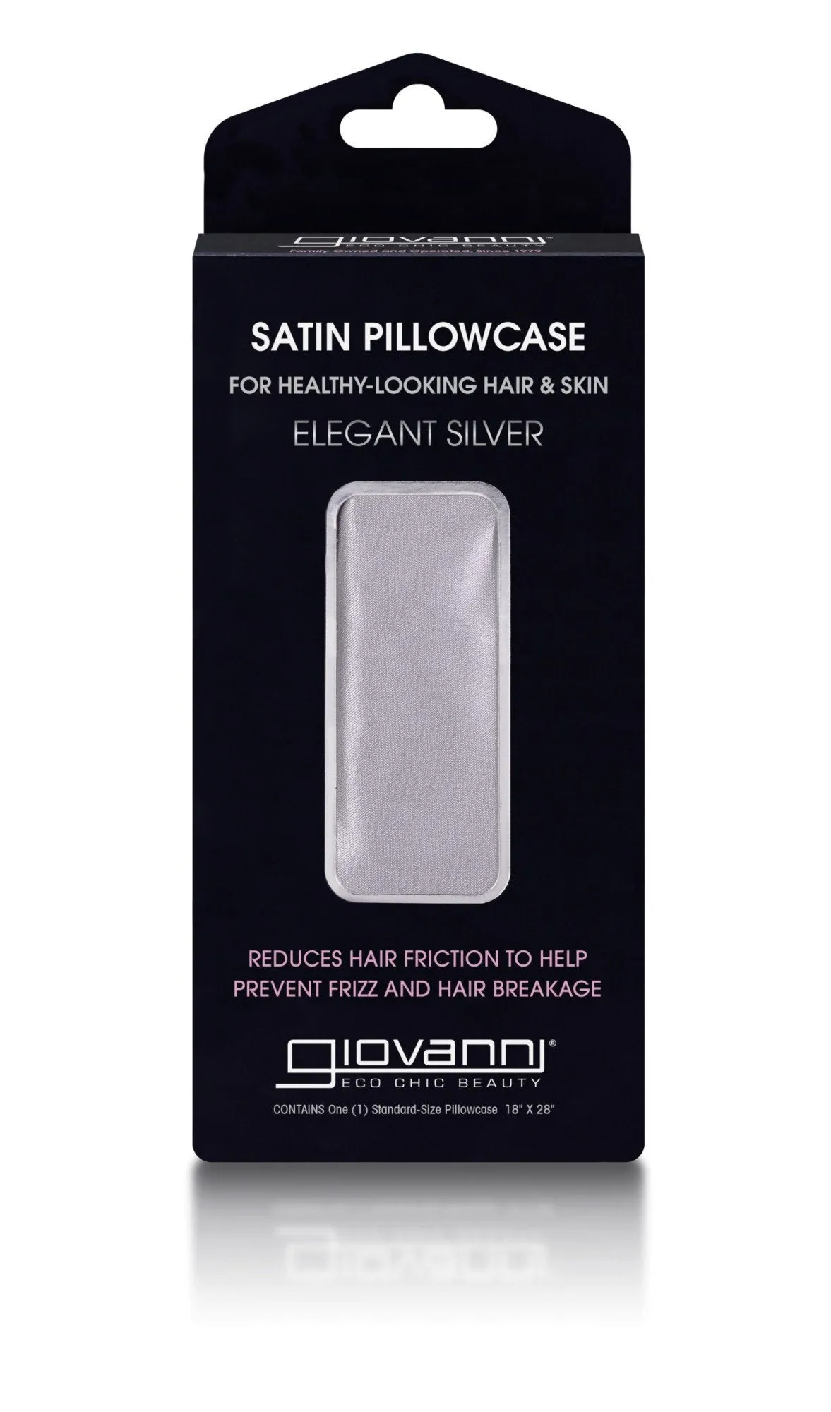 Giovanni Elegant Satin Silver Pillowcase, Standard 1 Pack