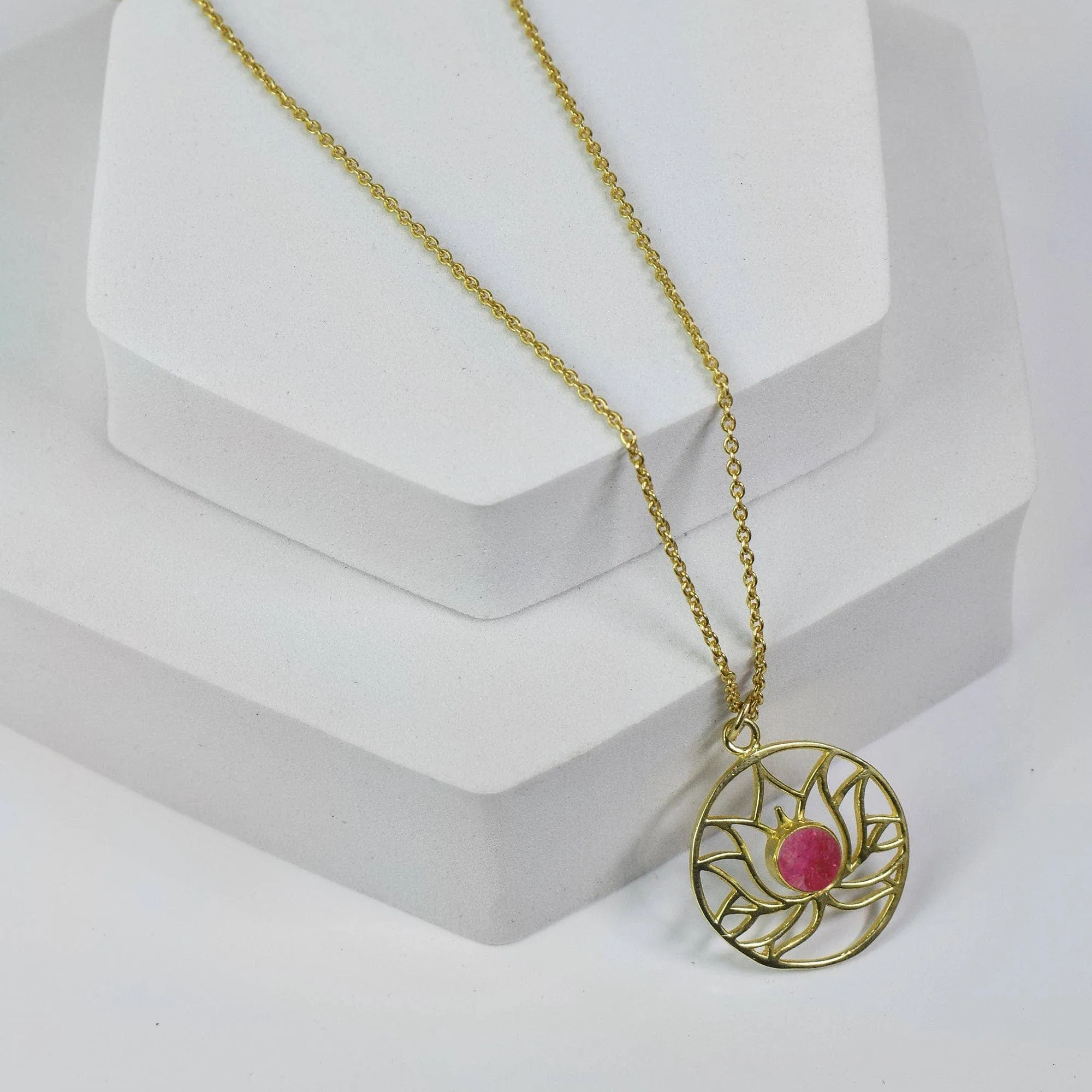 Golden Lotus Necklace - VNK0006 Pink