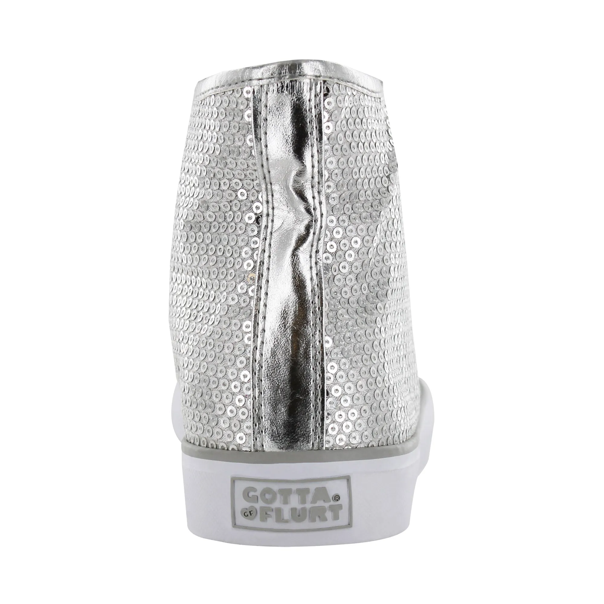 Gotta Flurt Girl's Disco II Hi Silver Sequin Hip Hop Dance Sneaker
