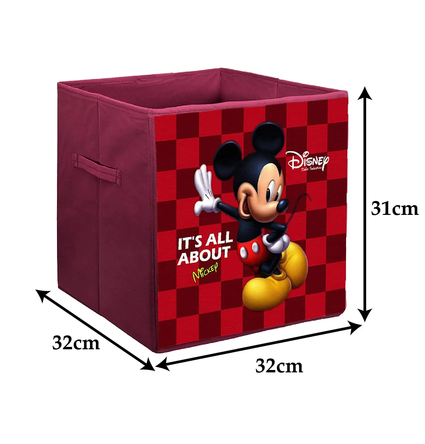 Heart Home Non-Woven Mickey Print Flodable Storage Box/Wardrobe Organizer For Home Decor (Maroon) 54HH4236.
