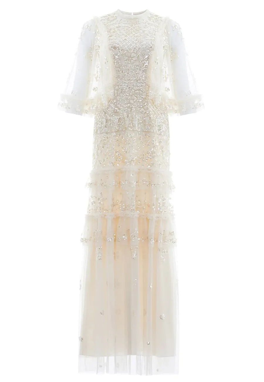 Ivory Melody Tonal Sequins Gown