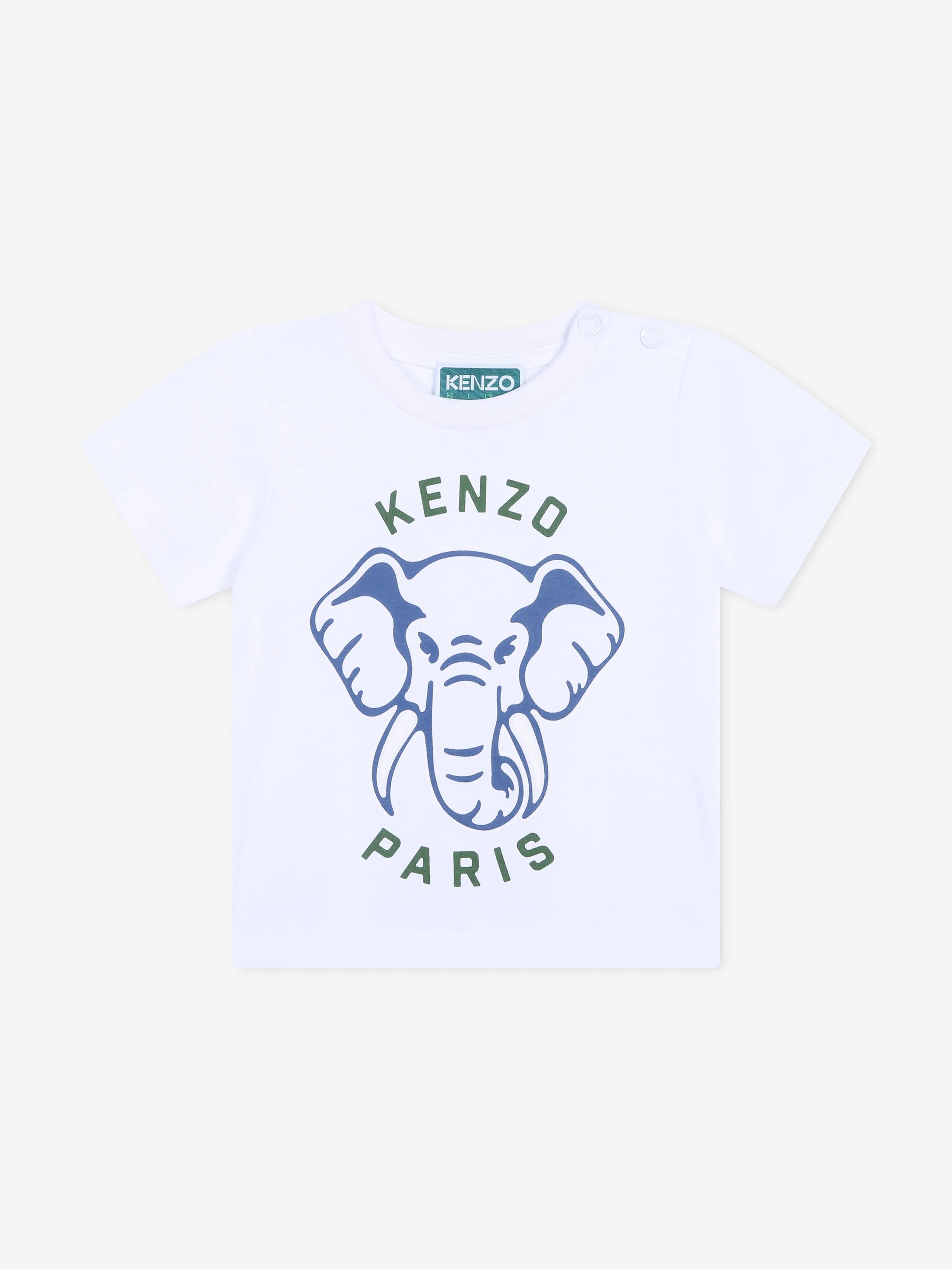 KENZO Baby Boys Elephant Print T-Shirt in White