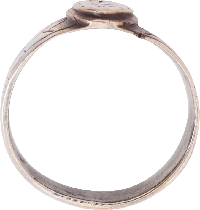 LATE MEDIEVAL MAN'S SILVER FASHION RING, SIZE 11 ¼