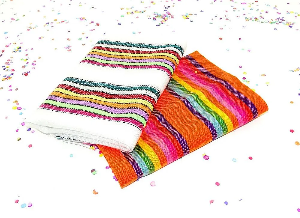 Mexican Fabric in Orange & White Stripes (2 ½-Yard Bundle)