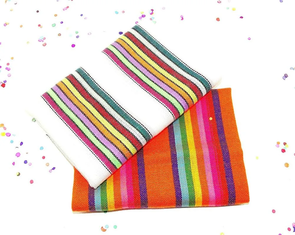 Mexican Fabric in Orange & White Stripes (2 ½-Yard Bundle)