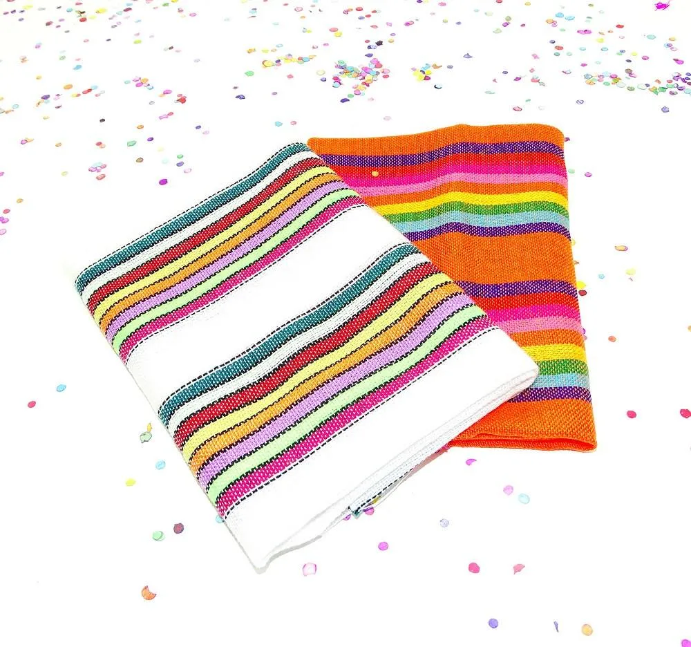 Mexican Fabric in Orange & White Stripes (2 ½-Yard Bundle)