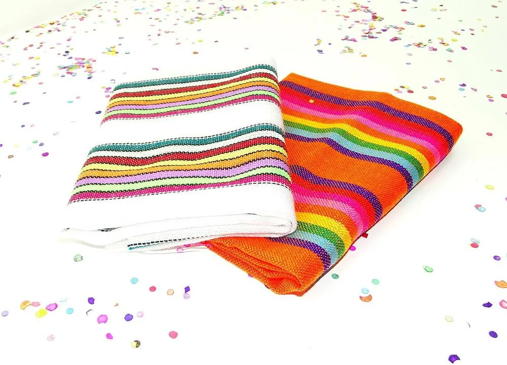 Mexican Fabric in Orange & White Stripes (2 ½-Yard Bundle)
