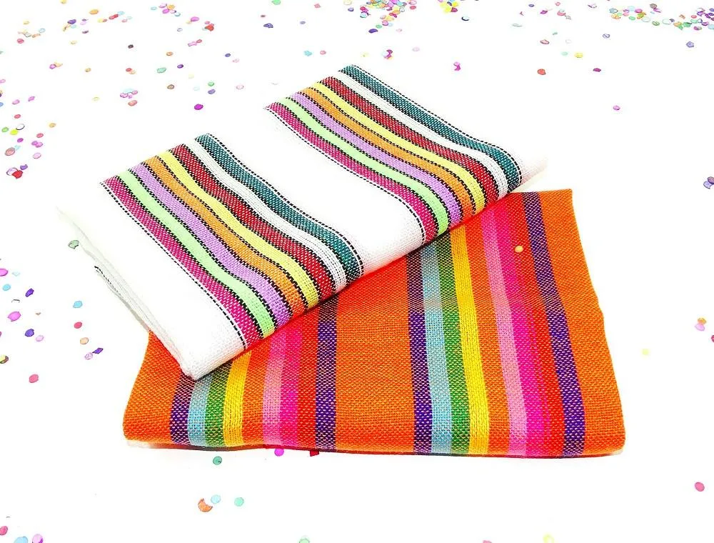 Mexican Fabric in Orange & White Stripes (2 ½-Yard Bundle)