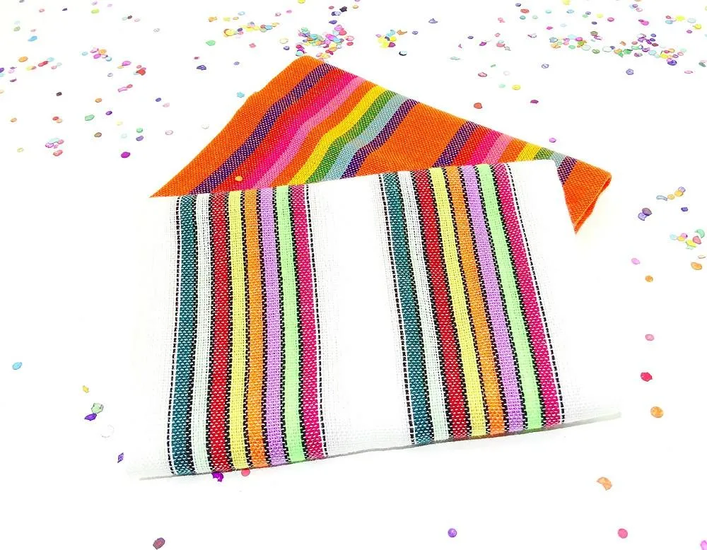 Mexican Fabric in Orange & White Stripes (2 ½-Yard Bundle)
