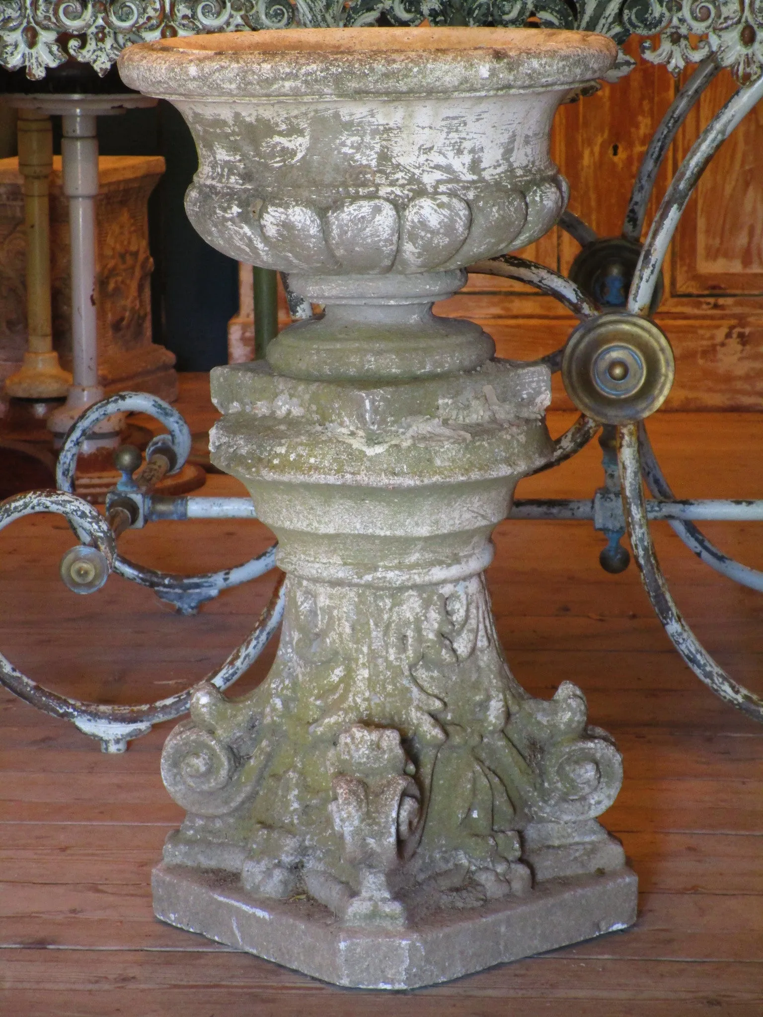 Mid-century French garden planter on pedestal