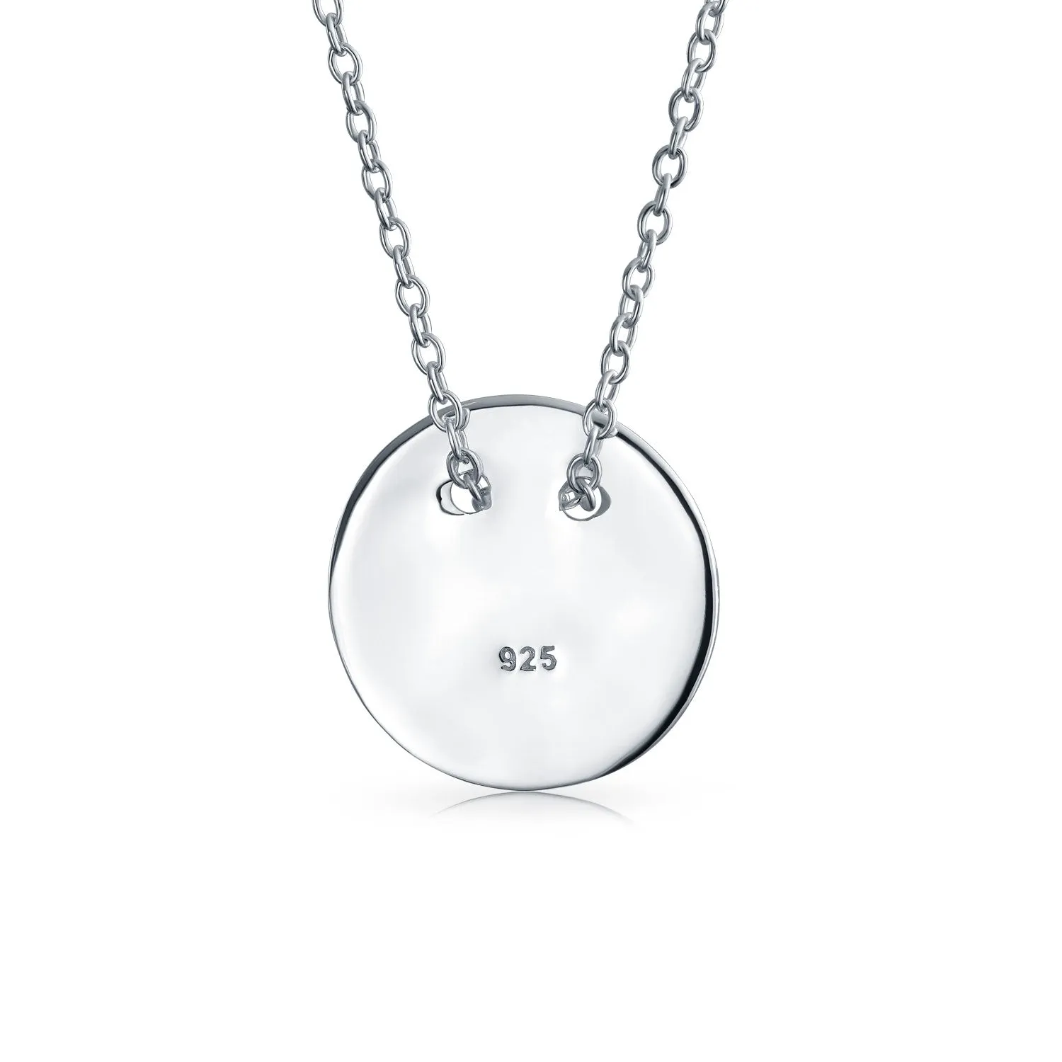 Minimalist Geometric Monogram Disc Pendant Necklace in Sterling Silver