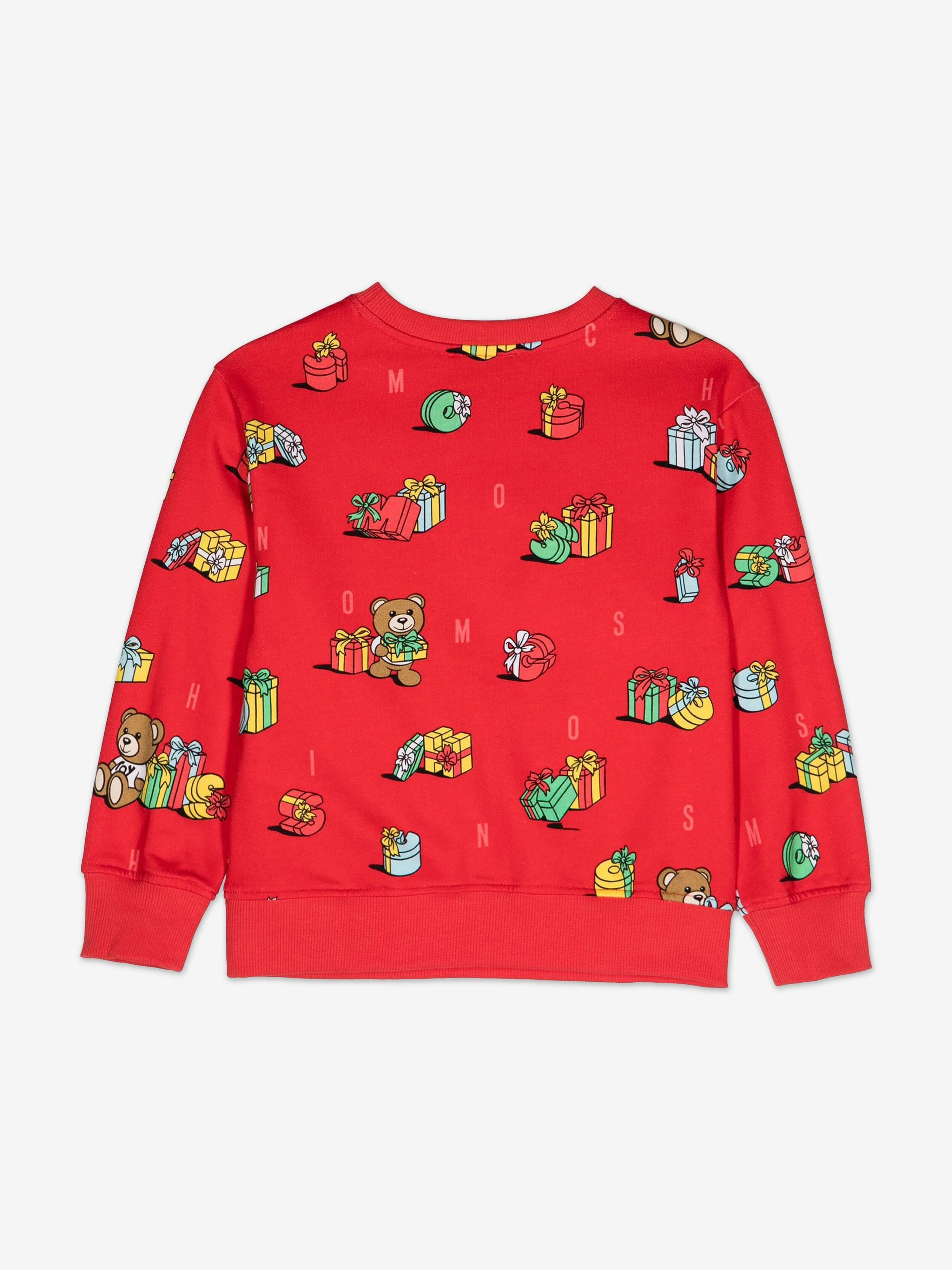 Moschino Kids Xmas Teddy Bear Sweatshirt in Red