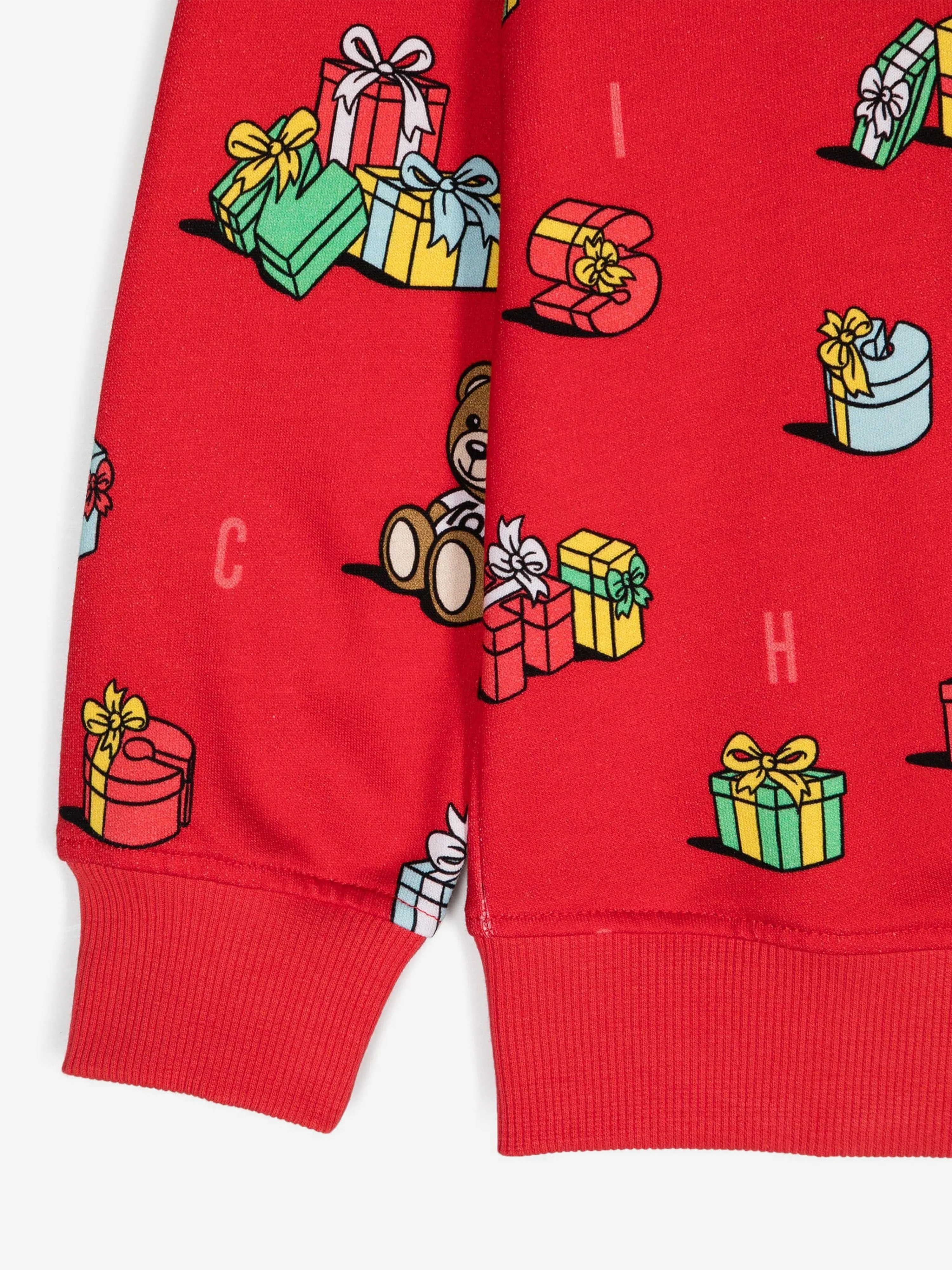 Moschino Kids Xmas Teddy Bear Sweatshirt in Red