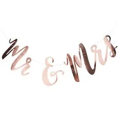 MR & MRS WEDDING BANNER - ROSE GOLD METALLIC