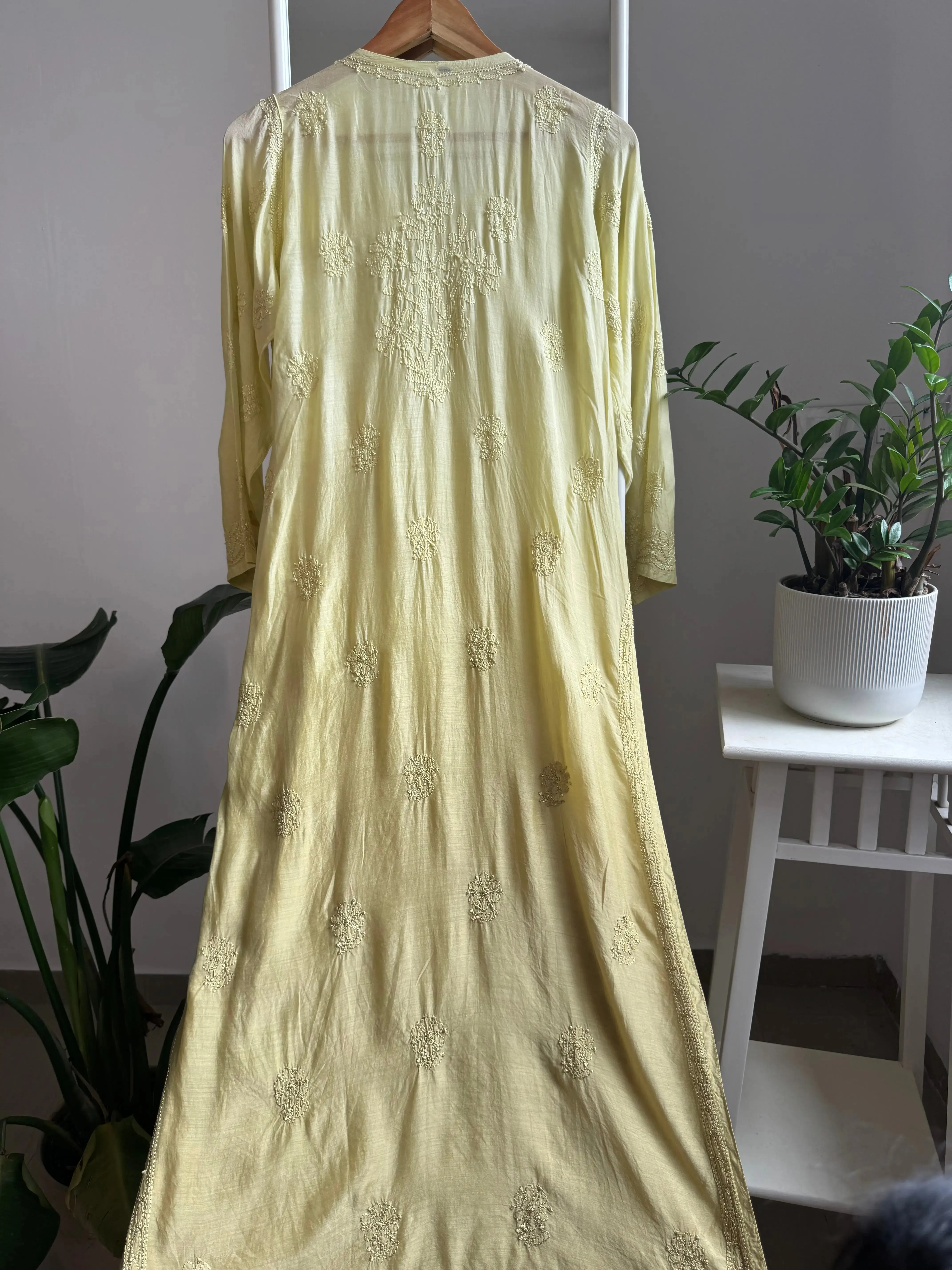 Muslin Chikankari Kurti - Green