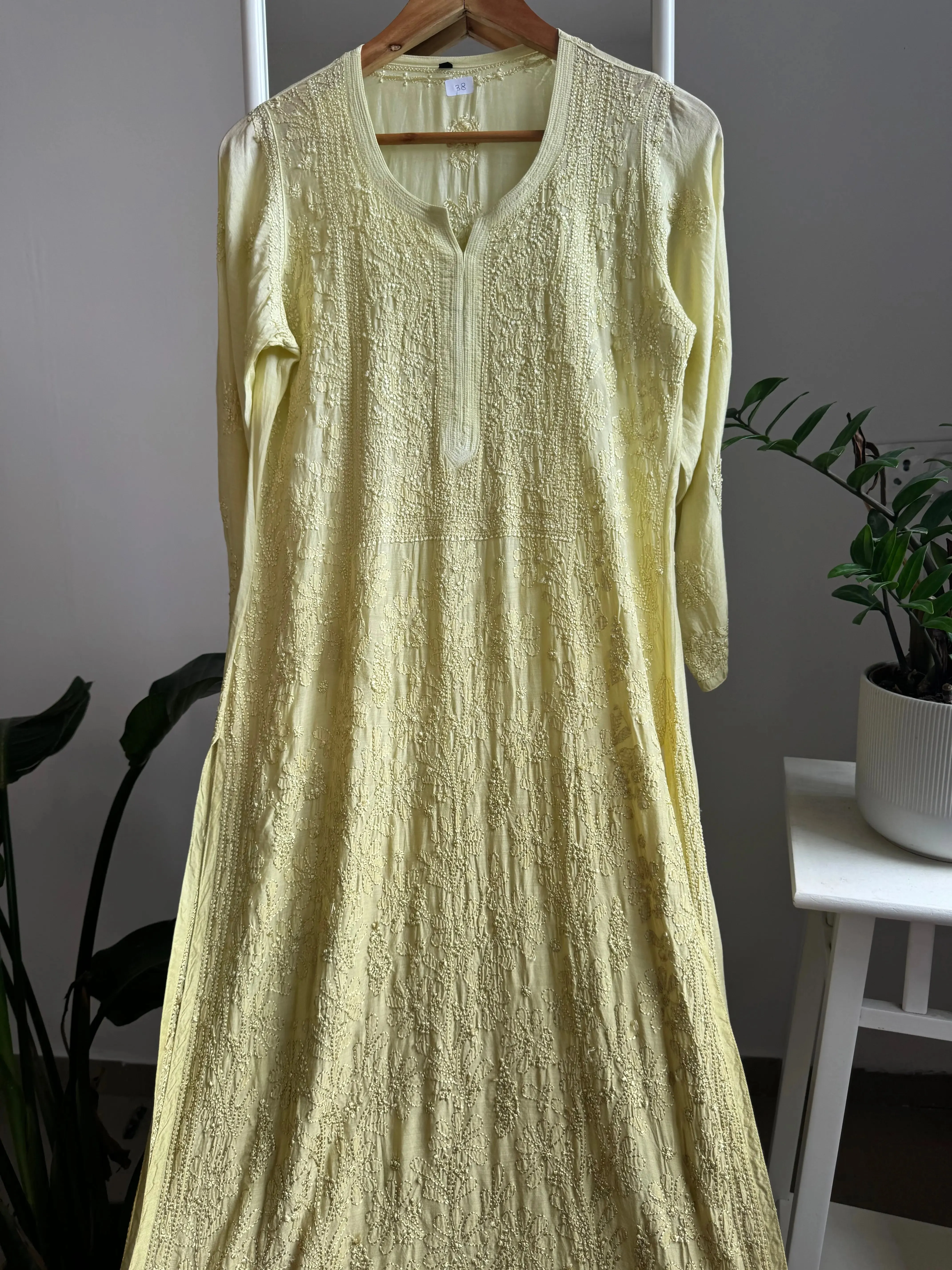 Muslin Chikankari Kurti - Green
