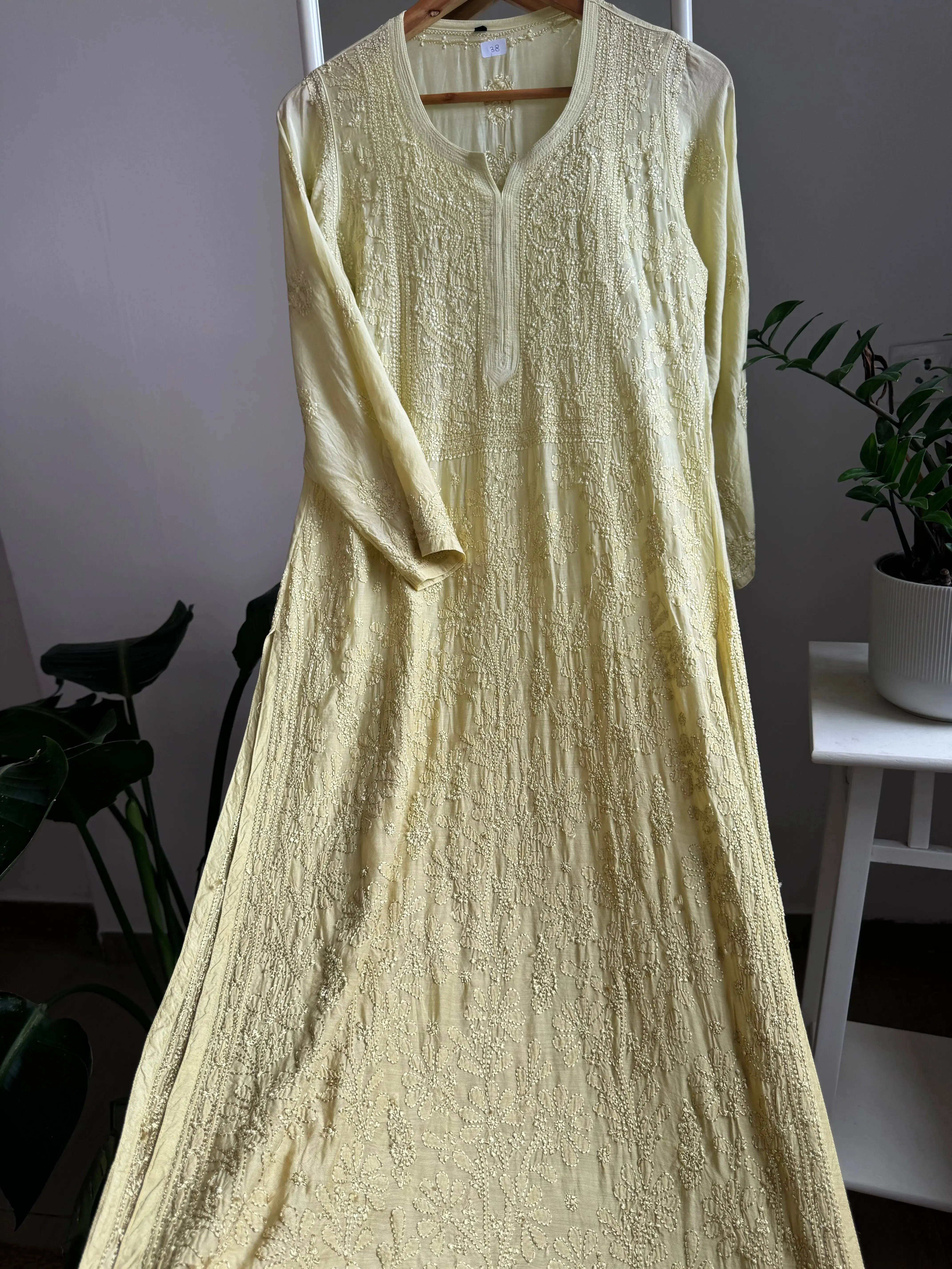 Muslin Chikankari Kurti - Green