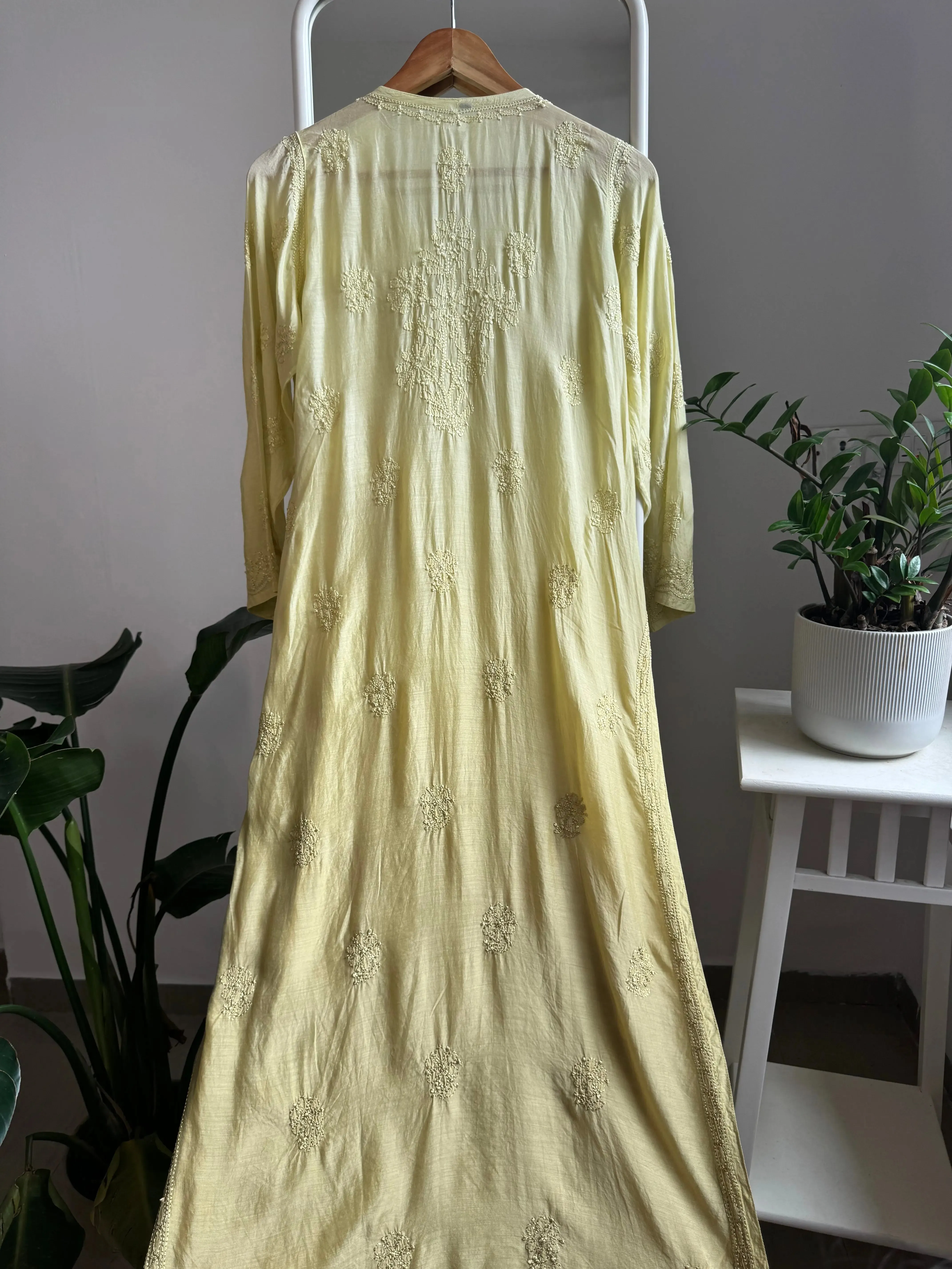 Muslin Chikankari Kurti - Green