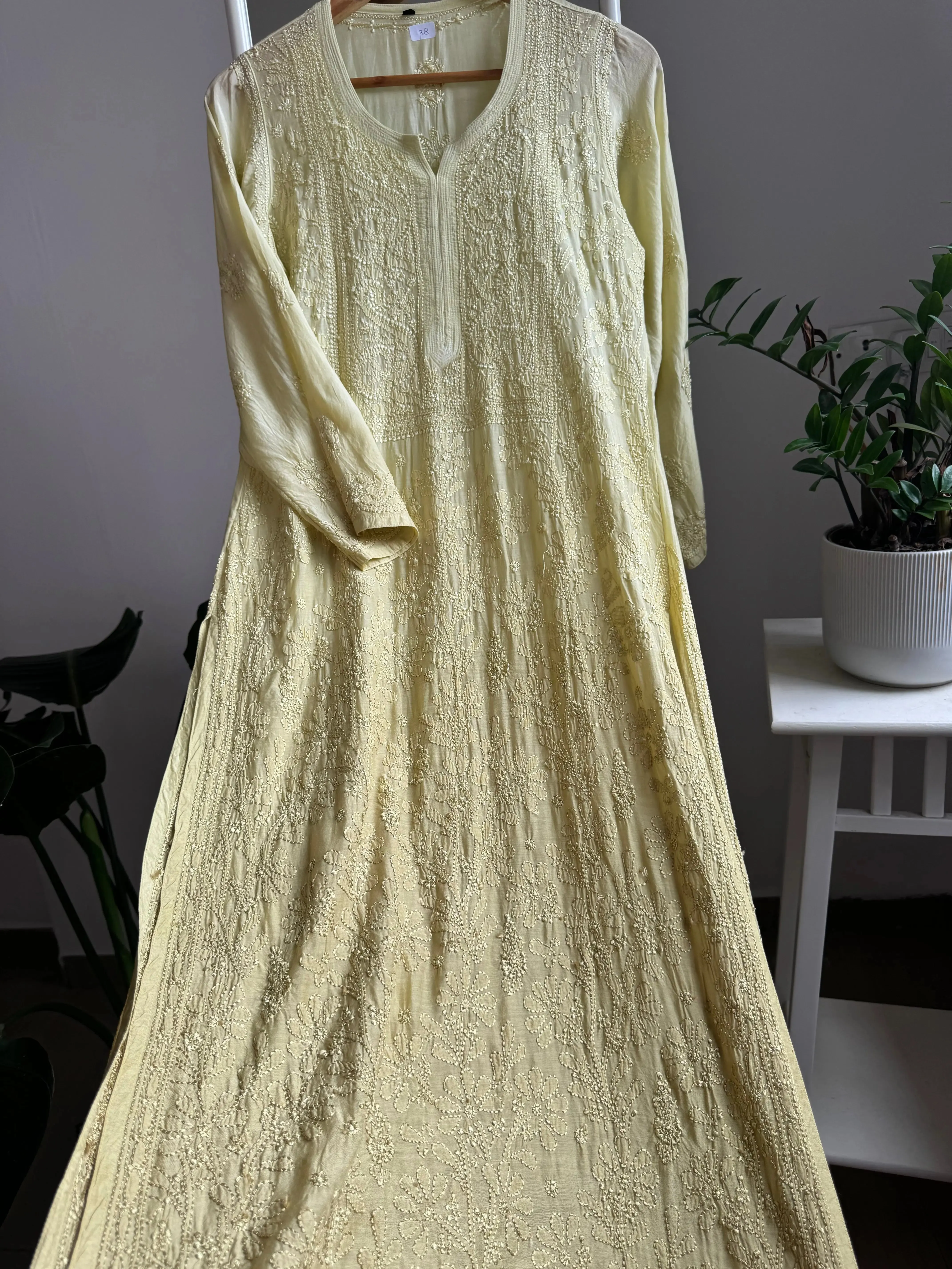 Muslin Chikankari Kurti - Green