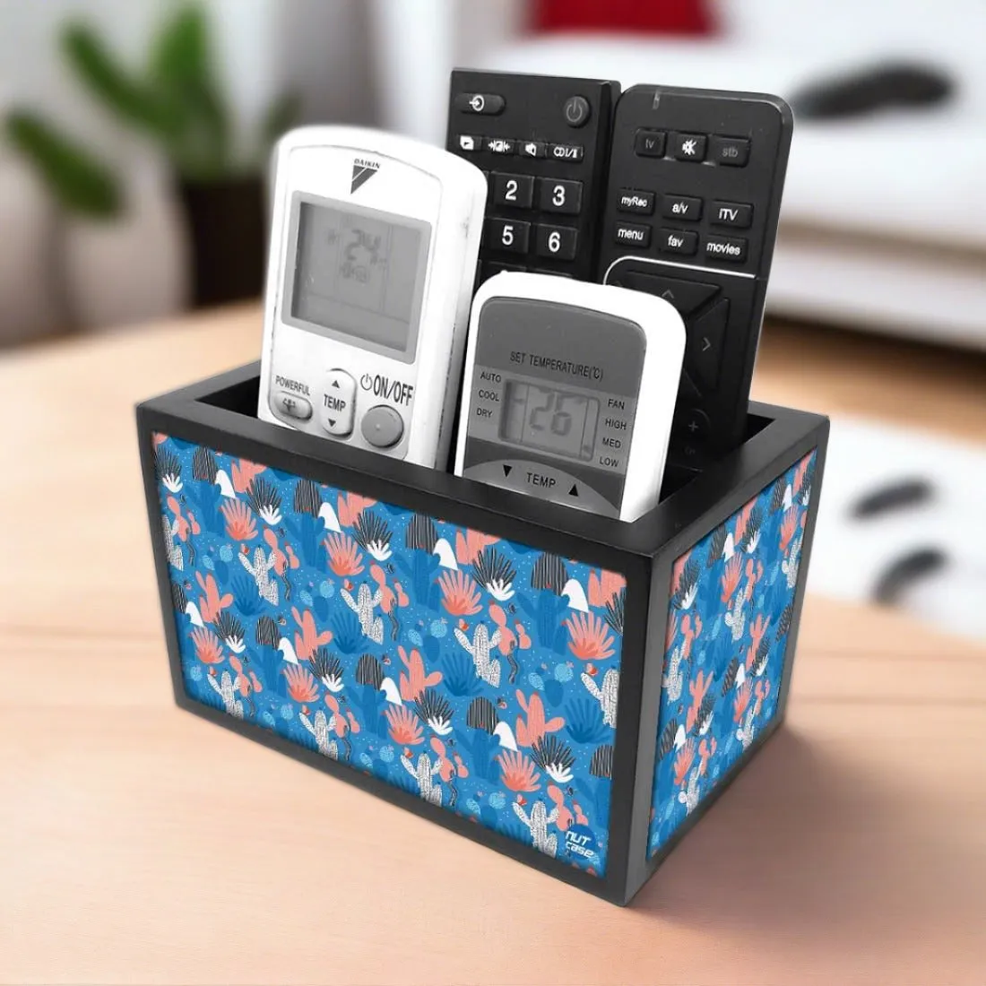 Organizer For TV AC Remotes -Pink Cactus Decor