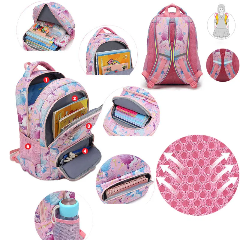 Pegasus Pattern Backpack Kids Cartoon Primary School Bag Bookbag