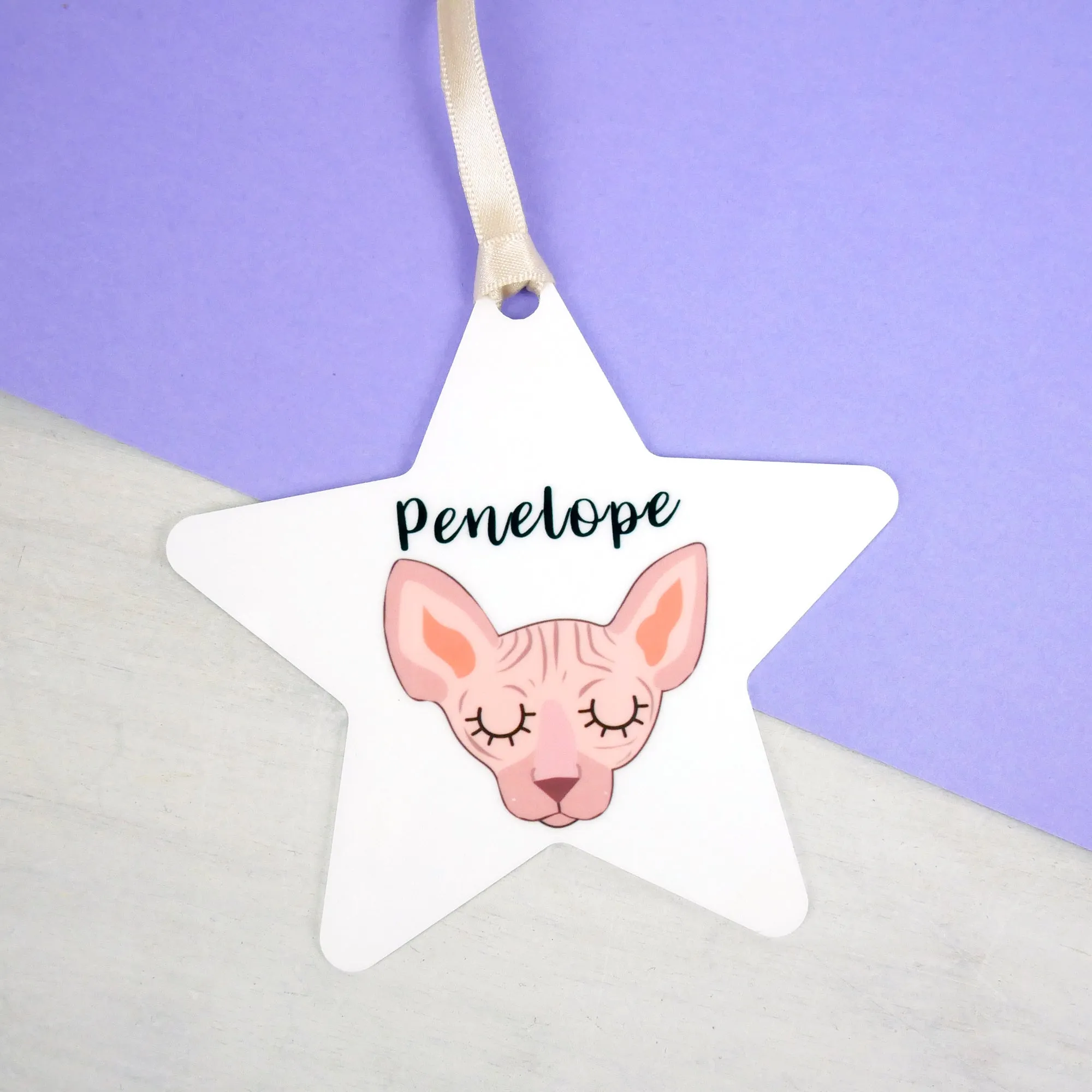 Personalised Cat Christmas Decoration - White