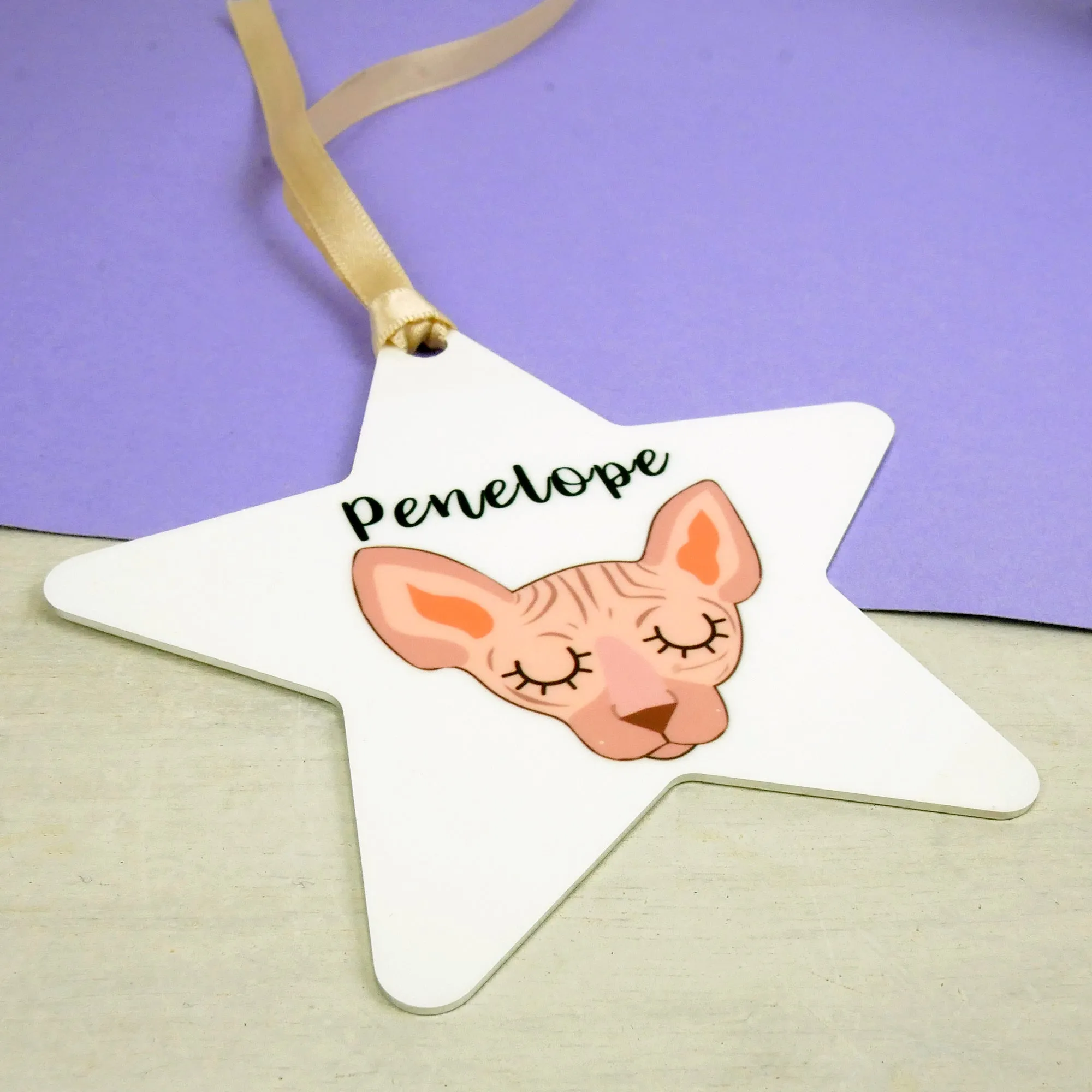 Personalised Cat Christmas Decoration - White
