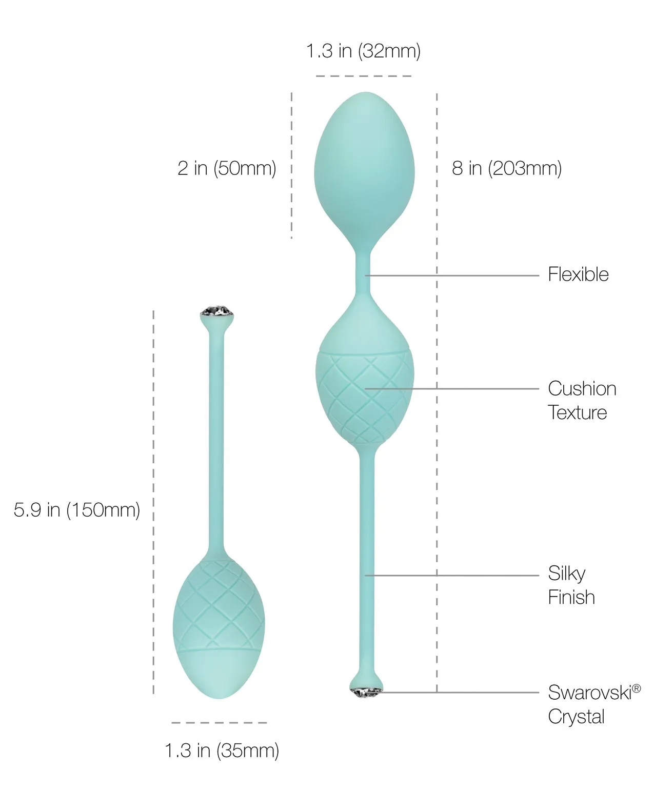 Pillow Talk Frisky Pleasure Balls - Teal